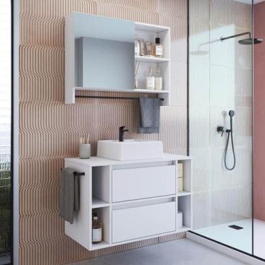 Imagem de Conjunto para Banheiro Gabinete Suspenso 80cm com Cuba Espelheira com 