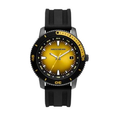 Imagem de Skechers Relógio masculino de silicone preto com três ponteiros Lachman, Preto