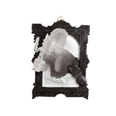 Imagem de Escultura de parede de fantasma luminoso no espelho – placa de parede de Halloween com efeito de brilho, decoração criativa interna/externa para casa, festa, quintal (fantasma masculino)