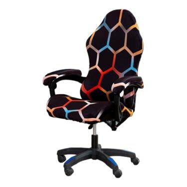 Imagem de Capa para cadeira de jogos com padrão hexagonal e protetores de apoio de braço – macia, antiderrapante, design lavável na máquina, ajuste universal (cadeira não incluída) (vermelha)