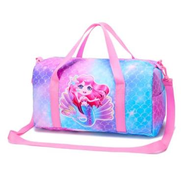 Imagem de Bolsa Sacola Infantil Viagem Passeio Meninas Escolar Criança Balé Natação Sereia Unicórnio Rosa Lilás Atividades Ombro Alça (Sereia)