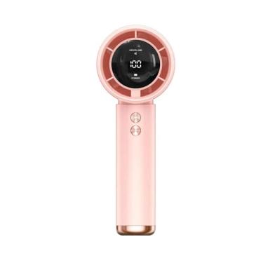 Imagem de Bothyi Ventilador portátil de mão com refrigeração de ar, leve, baixo ruído, display digital, mini ventilador para viagens, escritório, mesa, fitness, Rosa