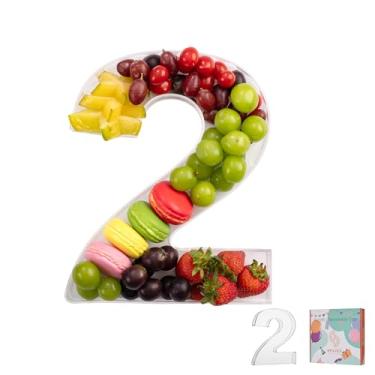 Imagem de Bandeja de charcutaria de acrílico com letras e números de 28 cm – Caixa de alfabeto reutilizável preenchível para doces, lanches, cupcakes – Travessa de servir para aniversário, casamento, festa de