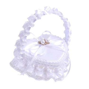 Imagem de KiBcsLic Caixa para Alianças de Casamento, Porta-alianças, Multiuso, Acessórios para Noivas, Cesta de Flores Portátil em Formato de Coração para Festas E Noiva, Style a, Tamanho real