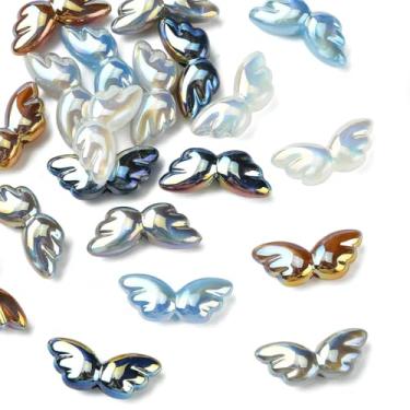 Imagem de UR URLIFEHALL 20 peças de contas aleatórias de asa de anjo coloridas imitação de pérola de acrílico para joias faça-você-mesmo artesanato pulseiras brincos