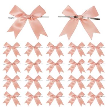 Imagem de Laço torcido 50 peças de fita de cetim rosa empoeirado de 7,9 cm decoração de laço de cauda de andorinha pré-amarrada para embrulho de presente, sacos de guloseimas, lembrancinhas de festa de