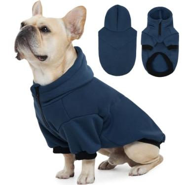 Imagem de ADNIKIA Moletom com capuz básico para cães, macio e quente, com orifício para trela, roupas para clima frio, pulôver de lã para cães pequenos a grandes meninos e meninas