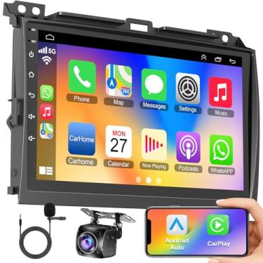 Imagem de Rádio automotivo 5G WiFi 4 + 64 G para Toyota Land Cruiser Prado/Lexus GX470 2004-2009 com Carplay sem fio e Andriod Auto, tela sensível ao toque IPS Rádio Prado com controle de voz GPS/SWC/Bluetooth
