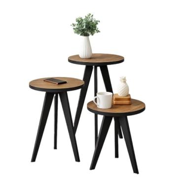 Imagem de Kit 3 Mesas Laterais, de Centro, Mesa de Cabeceira, Mesa Pé Palito - Madeira Maciça- Moderna(MAD PE PRETO 3 MESAS)