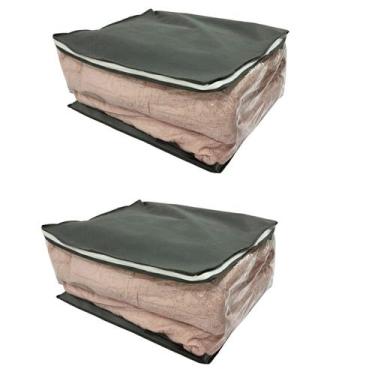 Imagem de Kit 2 Organizador Para Guarda Roupas e Gavetas Cinza G - 123 Organizei