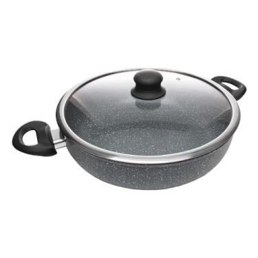 Imagem de WOLFF - Wok de Indução com Tampa de Vidro 28cm Granilite Cinza Alumínio com Revestimento Cerâmico 3,8L