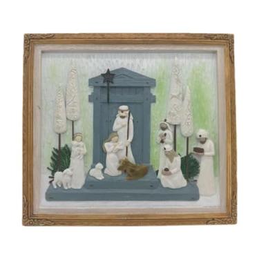 Imagem de KiBcsLic Presépio de Natal - Enfeite de Família Pendurado - Enfeite de Sagrada Família - Presente - Resina - Decoração Criativa para Sala de Estar Festiva