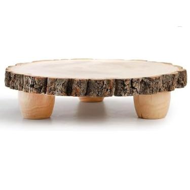 Imagem de Suporte de bolo de madeira, pedestal redondo de madeira para cupcake