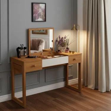 Imagem de Penteadeira Escrivaninha 2 gavetas Espelho Multiuso Luanda - Casa Roma
