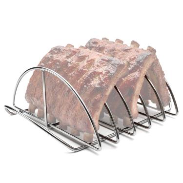 Imagem de Rack de aço inoxidável para churrasco para defumador e churrasqueira - Rack de costela resistente para ovos verdes grandes e KamadoJoe, e grelhas a carvão de 45 cm ou maiores, seguro para forno para