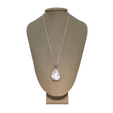 Imagem de Colar Cadeado Prata 925 Howlita Gota - Ponte Vecchio Joias