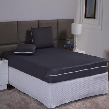 Imagem de Capa Colchão Viuva Solteirão 28Cm + Fronha Protetor Zíper - Ametista D