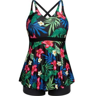 Imagem de Maiô Tankini Hanna Nikole feminino plus size vermelho 22+