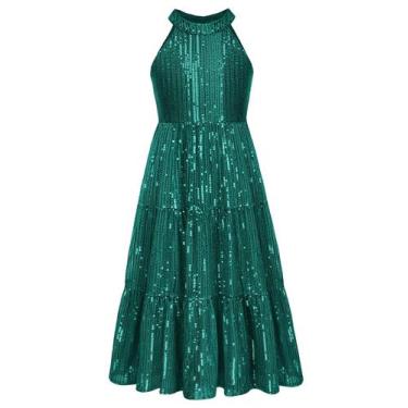 Imagem de Vestido GRACE KARIN Girls Christmas Holiday Teal 12Y com lantejoulas