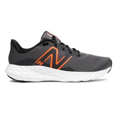 Imagem de Tênis New Balance 411 V3 Masculino, Grafite, Laranja, 44.