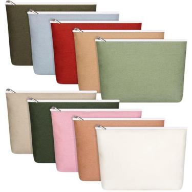 Imagem de Bolsas de maquiagem de lona Reginary, 10 unidades para mulheres, prese