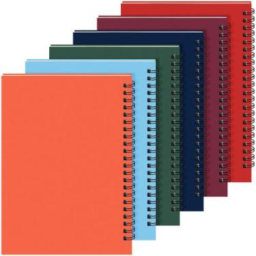 Imagem de Cadernos espirais Yahenda A5, 21 x 14 cm, forrados, pacote com 6 cores