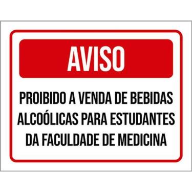 Imagem de Kit 3 Placas Aviso Proibido Venda Bebidas Estudantes