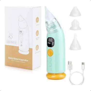Imagem de Aspirador Nasal Digital Infantil com Display LED, 3 Pontas de Silicone, Recipiente Removível, Carregamento USB-C (Azul)