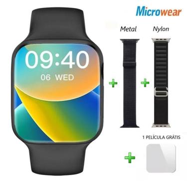 Imagem de Smartwatch Relógio W29 Pro Microwear Watch 9 Pro Tela 2.02' prova d'água - Preto 2024 Kit 3 Puls-Unissex