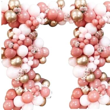 Imagem de Kit 50 Balão Rose 8 Pol + 50 Rosa Claro 6,5 + 25 Dourado Metalizado 5 Pol