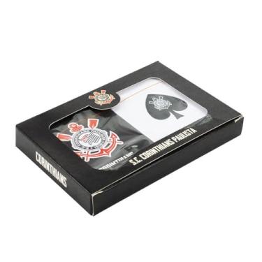 Imagem de Mileno Baralho Duplo do Corinthians, Plástico Customizado, 2 Jogos de Cartas, Embalagem Papel Duro, Tamanho Padrão, 6.5 x 2 x 9 cm