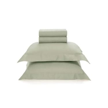 Imagem de Jogo Cama Queen 300 Fios Cetim Bossa 100% Algodão Eucalipto