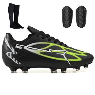 Imagem de Kit de Chuteira Masculina Campo + Meião e Caneleira Adulta - Light, Az