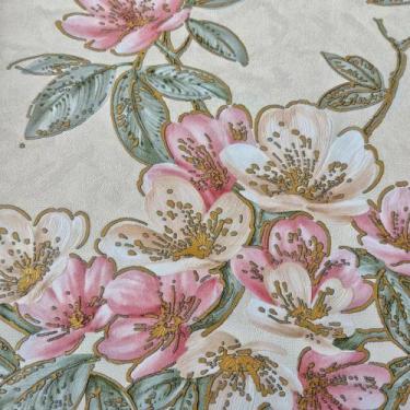 Imagem de Papel de Parede Floral Rosa Bege Dourado Vinílico Importado Homehaus