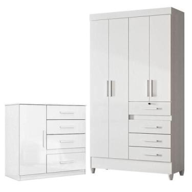 Imagem de Guarda Roupa Infantil Sobral E Cômoda Vênus Branco Flex - Moval - MOVA