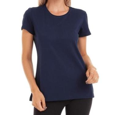 Imagem de Camiseta Baby Look Malwee (1000004499) Algodão, Azul marinho, M