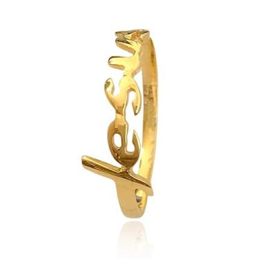 Imagem de Anel Feminino Escrito Jesus Ouro 18k 750 c/Estojo e Certificado (17)