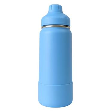 Imagem de Garrafa Térmica 1000ML - Duplamente Isolada a Vácuo, Aço Inox 304, Capa Protetora da Base de Silicone, Mantém Bebidas Gelada 24 horas e Quente 12 horas (Azul bebe)
