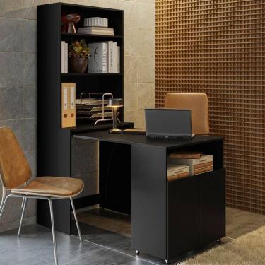 Imagem de Armário De Escritório Com Mesa Embutida Duo Kit`s Paraná Cor:black