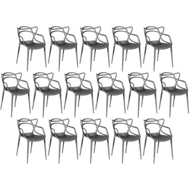 Imagem de Kit 16 Cadeiras De Jantar Allegra Prática Empilhável - Preto