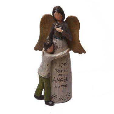 Imagem de Estatueta de escultura em resina de anjo do Dia das Mães 19,5 cm com base