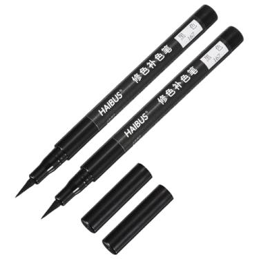 Imagem de PATIKIL Caneta marcador de tecido de 14 cm, 2 peças de marcador de ponta de pincel de tecido de secagem rápida à prova d'água para bricolagem de lona, jeans, linho, roupas, reparo de cores, preto