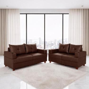 Imagem de Sofá 3 e 2 Lugares Essenza Bom Pastor, Café Veludo PU