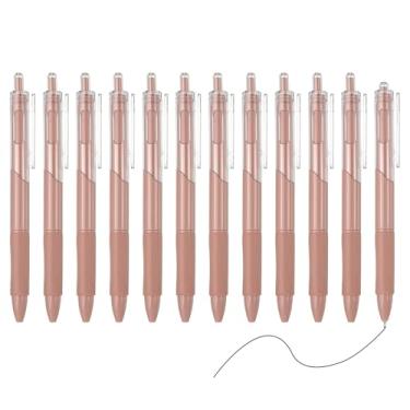 Imagem de PATIKIL Pacote com 12 canetas retráteis de 0,5 mm, canetas esferográficas retráteis, ponta fina, escrita suave, fofa, para escritório, casa, diário, caderno, rosa, rosa