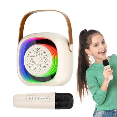 Imagem de Shakven Máquina de karaokê sem fio, máquina de karaokê portátil - Alto-falante de iluminação RGB com microfones sem fio,Conjunto de microfone de alto-falante sem fio com iluminação RGB, microfones sem