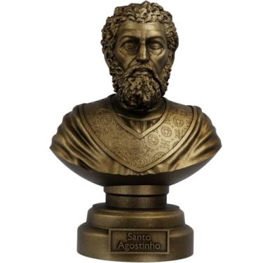 Imagem de Estátua Busto Santo Agostinho de Hipona (Cor Ouro Velho)