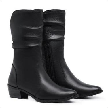 Imagem de Bota Feminina Cano Alto Sanfonada Couro Original 3900 Julia-Feminino