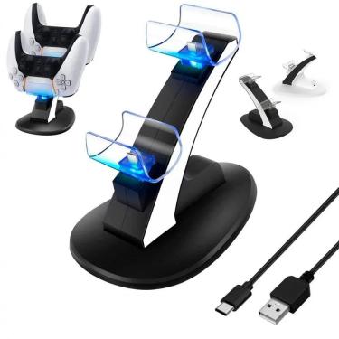 Imagem de 2X Suporte Base Duplo Carregador 2 Controles Com Led Ps5 Ori