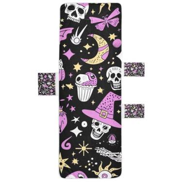 Imagem de STAYTOP Capa de toalha de cadeira de salão mágica de caveira de Halloween, capa de espreguiçadeira macia, capas de cadeira de praia com bolsos para jardim ao ar livre, pátio, pátio, banhos de sol