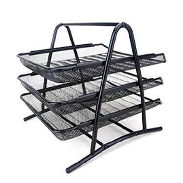 Imagem de LMJYU Organizador de arquivos, organizador de livros, moldura de arquivo, bandeja de metal de ferro, assento, pasta multicamadas, material de escritório, organizador de caixa de armazenamento de mesa